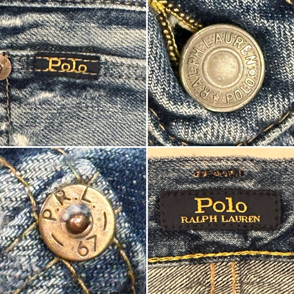 Polo Ralph Lauren Varick Slim Straight Jeans Military Patches Distressed 38 x 32 - Picture 14 of 16